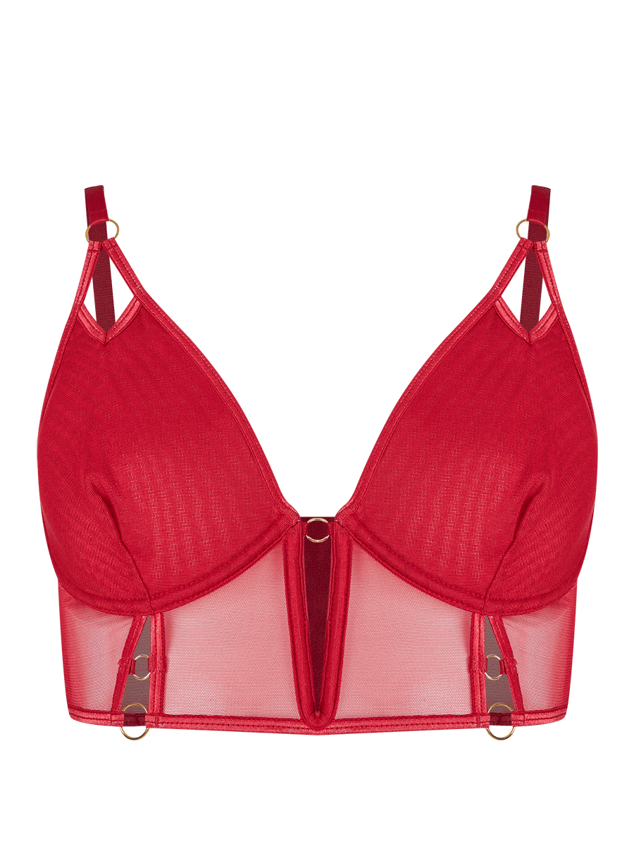 Sutiã Mini Corselet Em Tule Vermelho Zaire