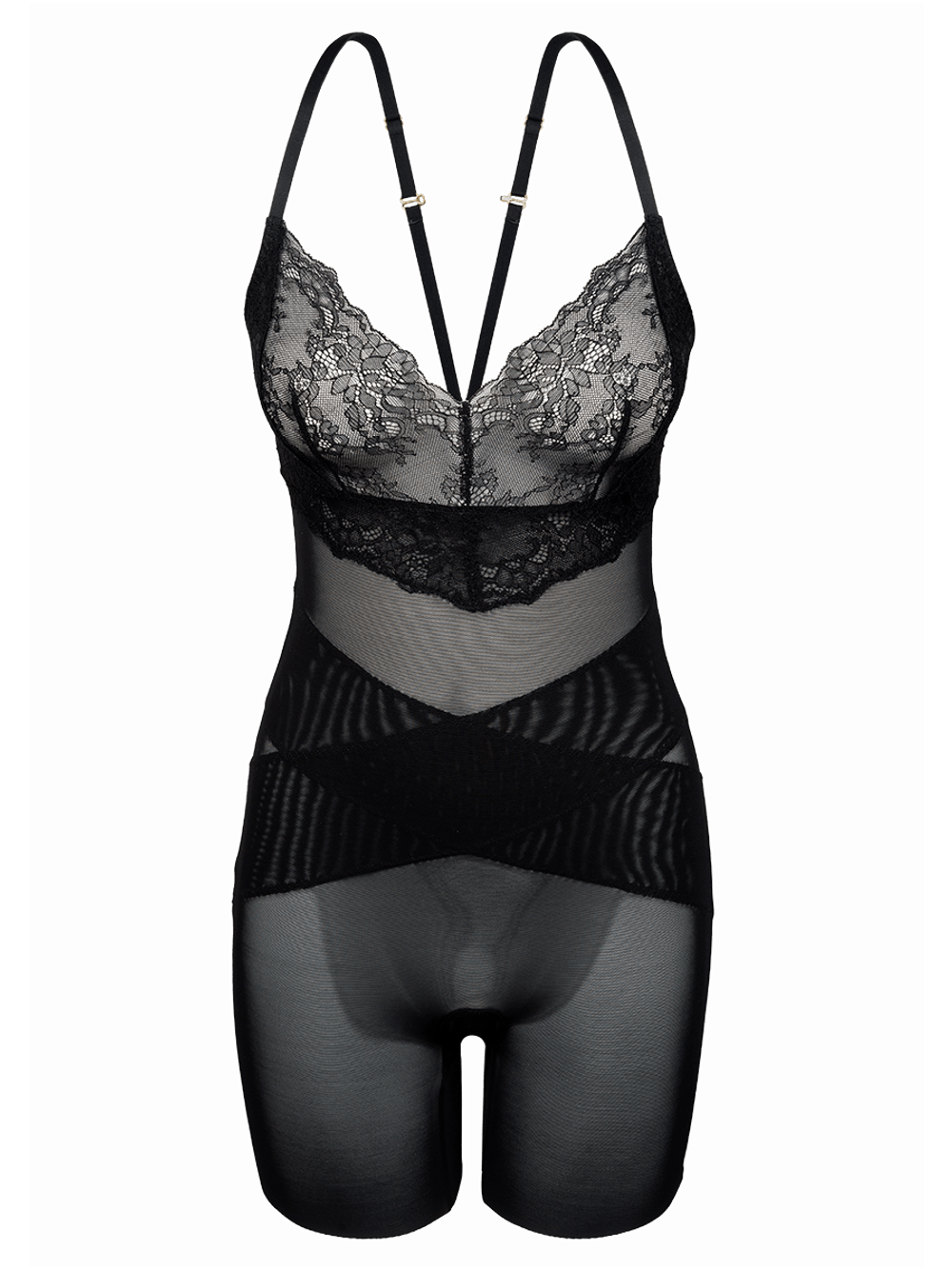 Hope — Body Modelador Em Tule E Renda Preto