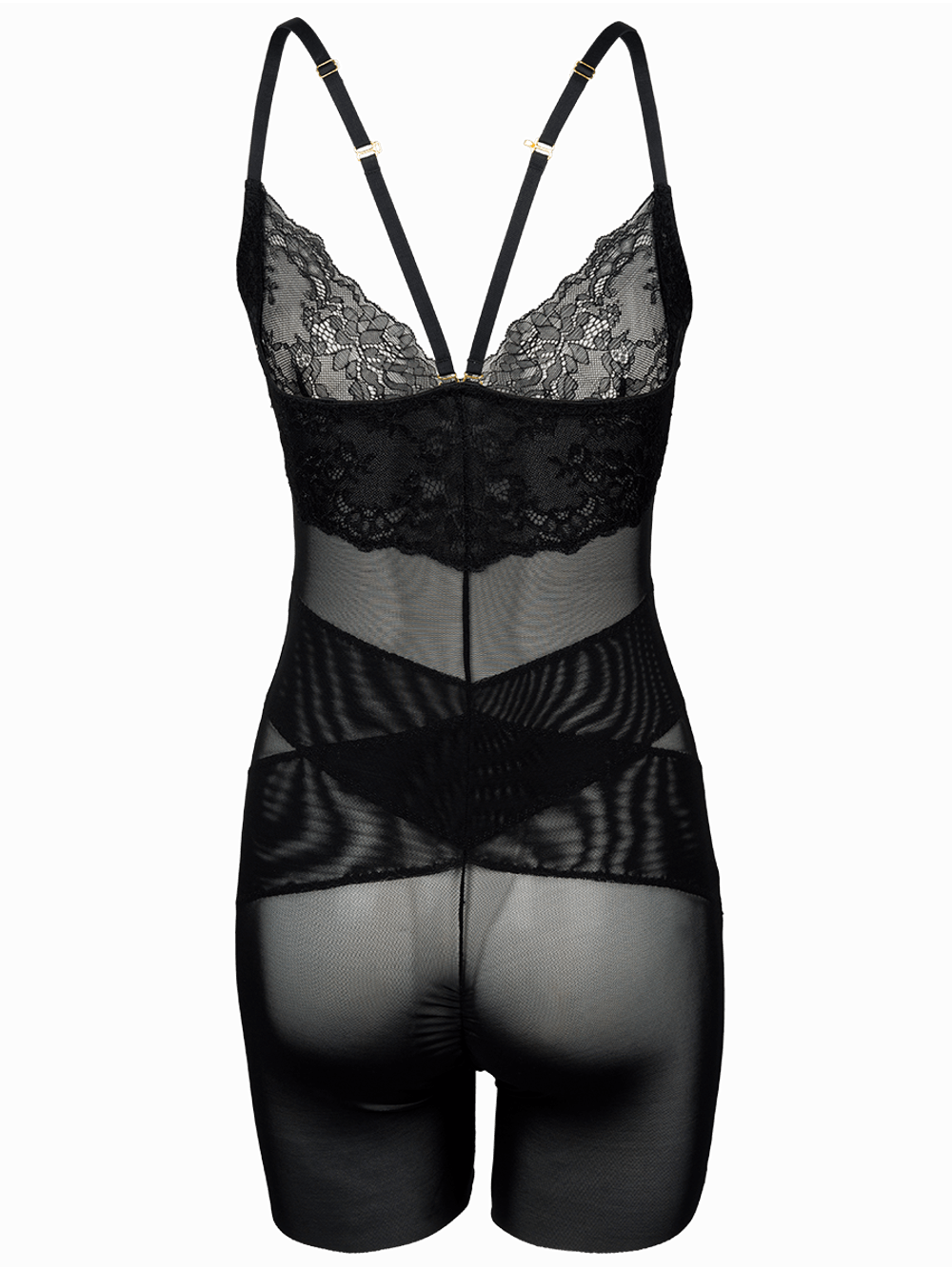 Hope — Body Modelador Em Tule E Renda Preto