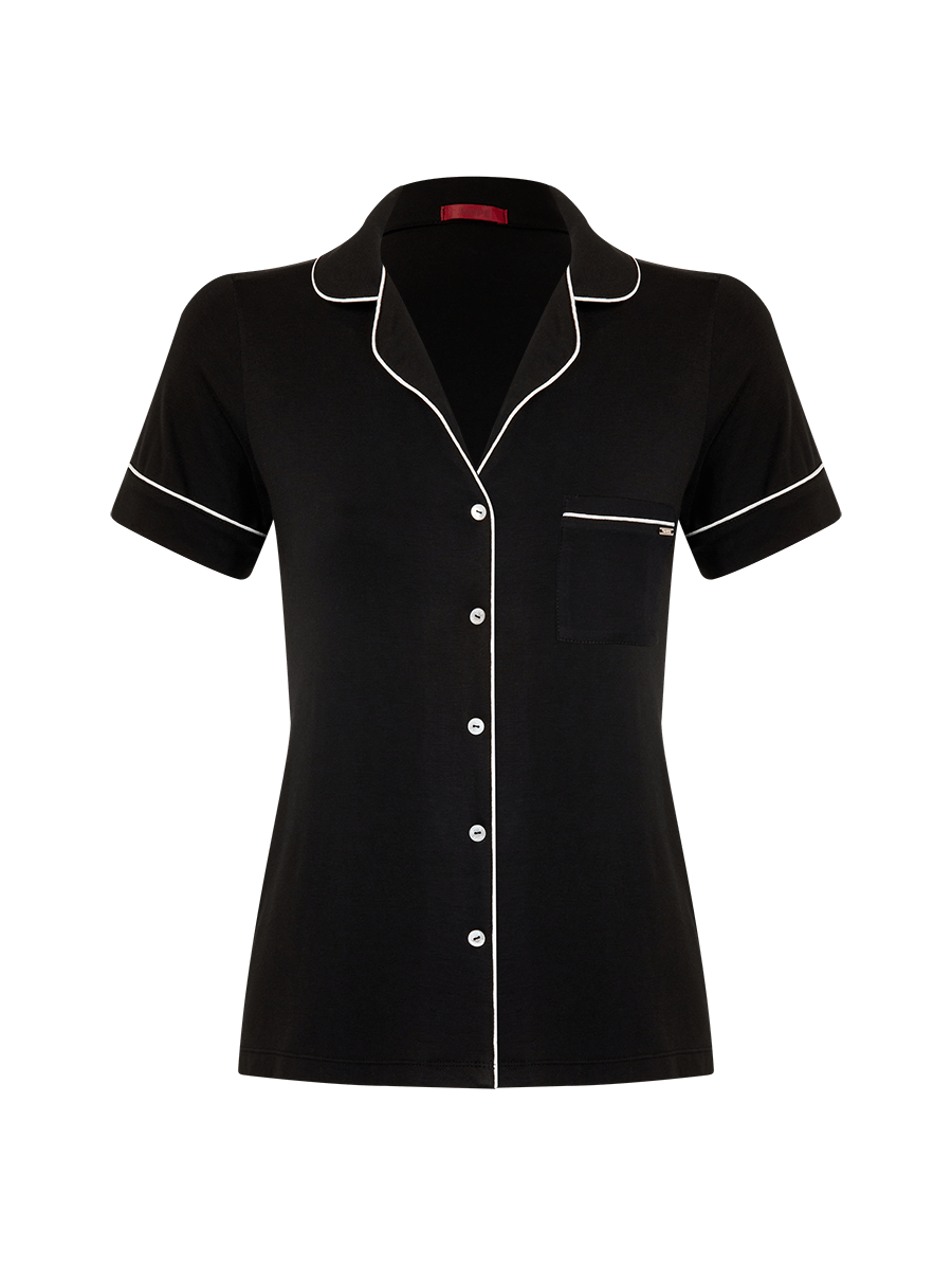 Short Doll Em Viscose com Vivo Contrastante Flora - Preto - P - 0MCS1010-PTO-P