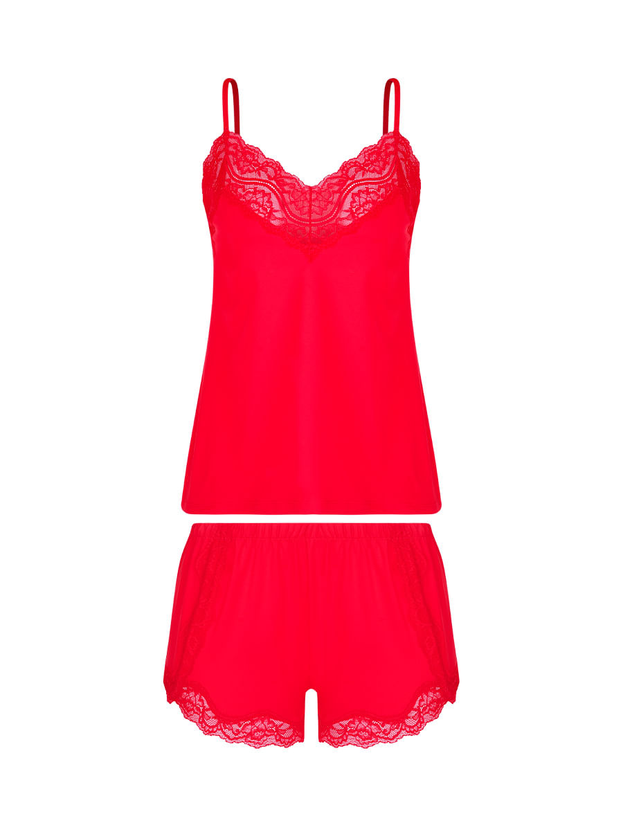 Short Doll Alças Finas Em Renda E Microfibra Love Stories - Vermelho Classic - G - 00LCS550-VSC-G