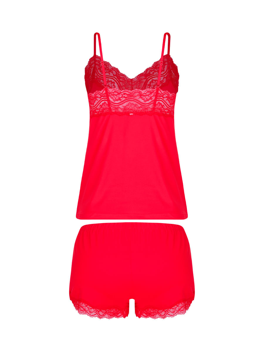 Short Doll Alças Finas Em Renda E Microfibra Love Stories - Vermelho Classic - G - 00LCS550-VSC-G