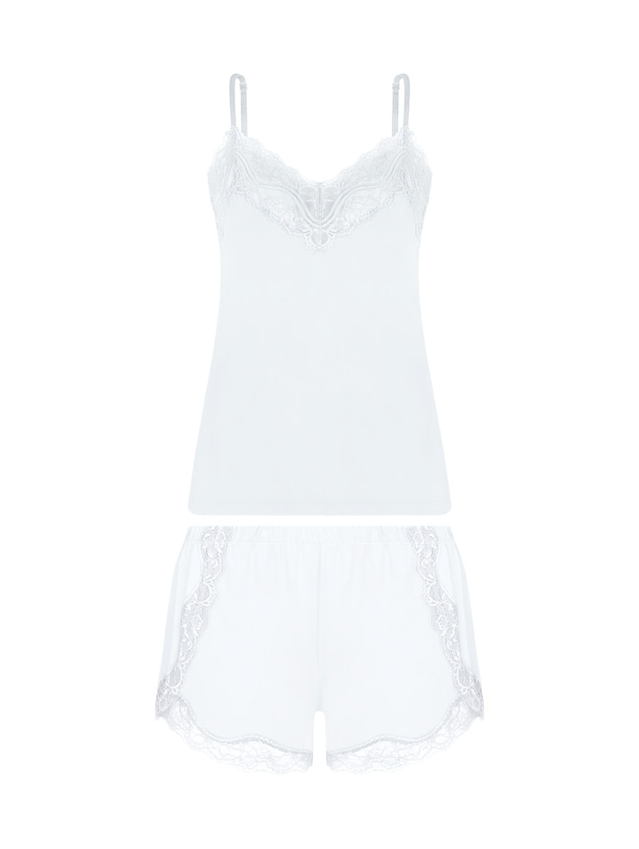 Short Doll Alças Finas Em Renda E Microfibra Love Stories - Branco - G - 00LCS550-BRC-G