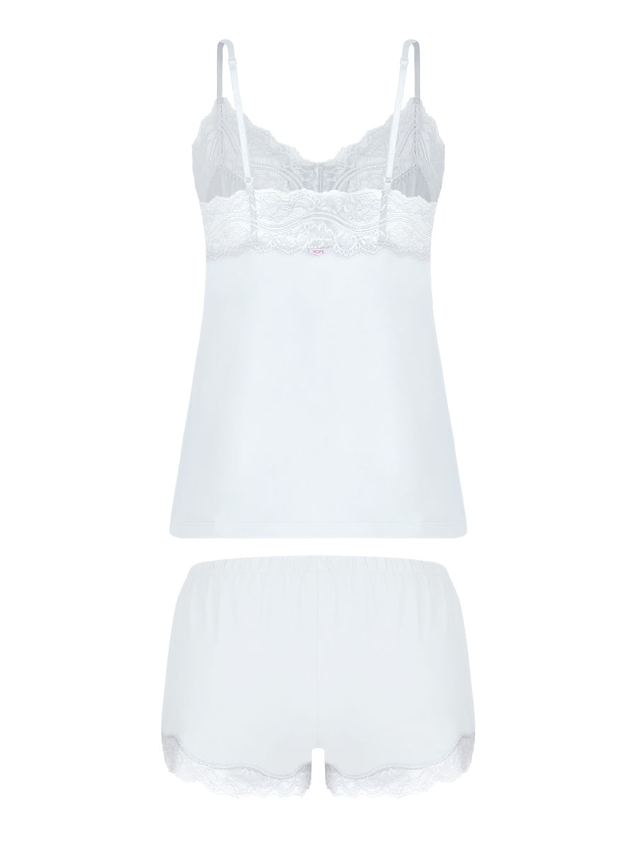 Short Doll Alças Finas Em Renda E Microfibra Love Stories - Branco - G - 00LCS550-BRC-G