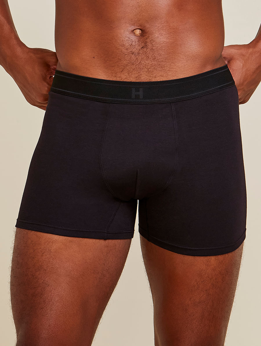 Cueca Boxer Em Algodão Preto