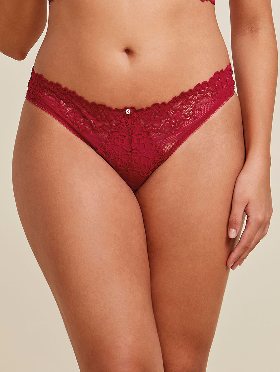 Calcinha Biquíni Em Renda Vermelho Zaire