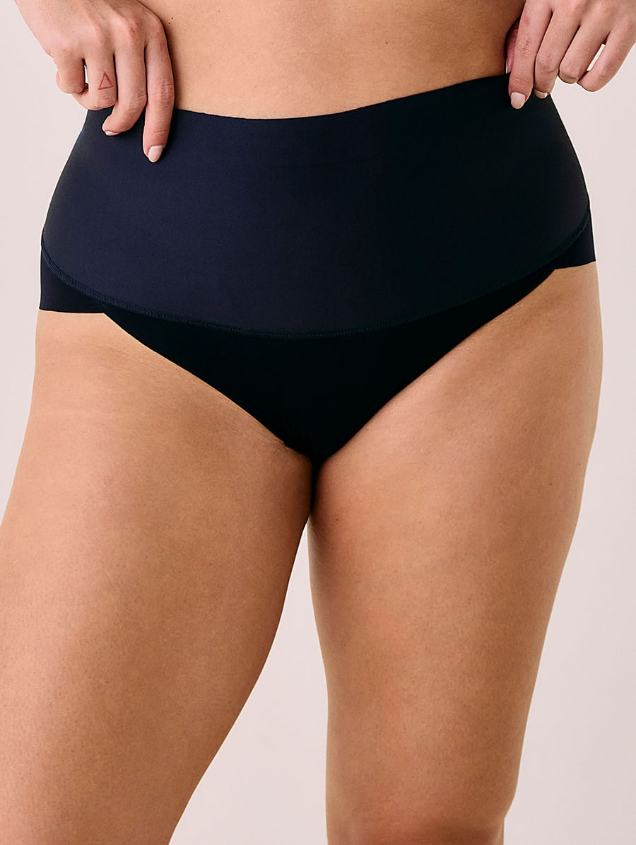 Calcinha Cintura Alta Invisível Em Microfibra Nude Azul Diamond