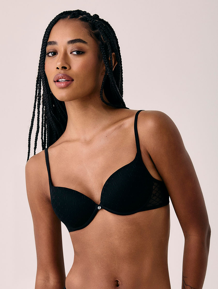 Sutiã Push Up Com Aro Em Tule Personalizado Preto