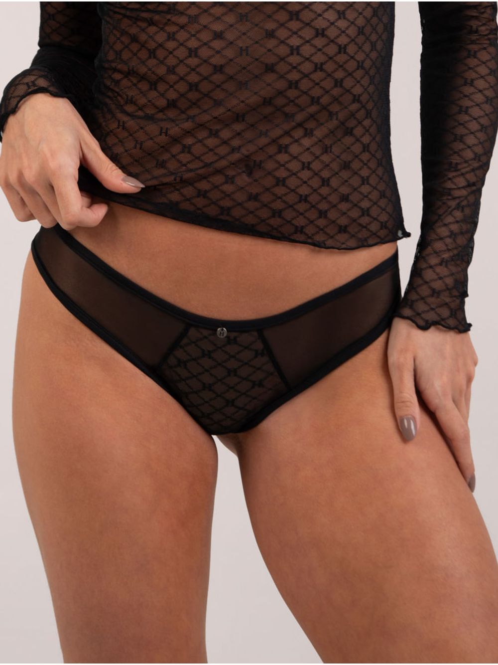 Hope — Calcinha Biquíni Em Tule Personalizado Preto
