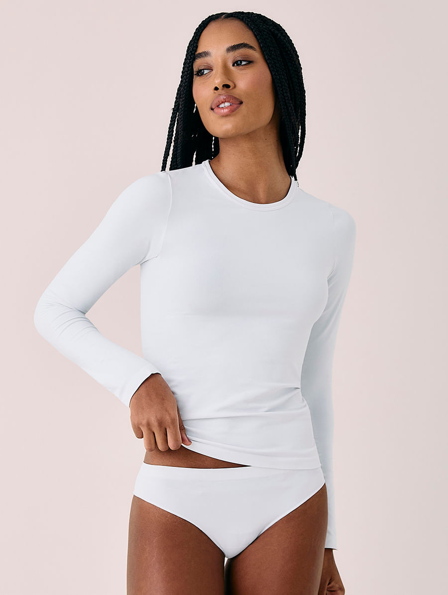 Blusa Manga Longa Térmica Em Microfibra Light Branco