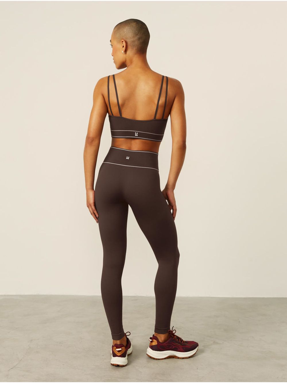 Hope — Calça Legging Cós Alto Sem Costura Marrom Carvalho