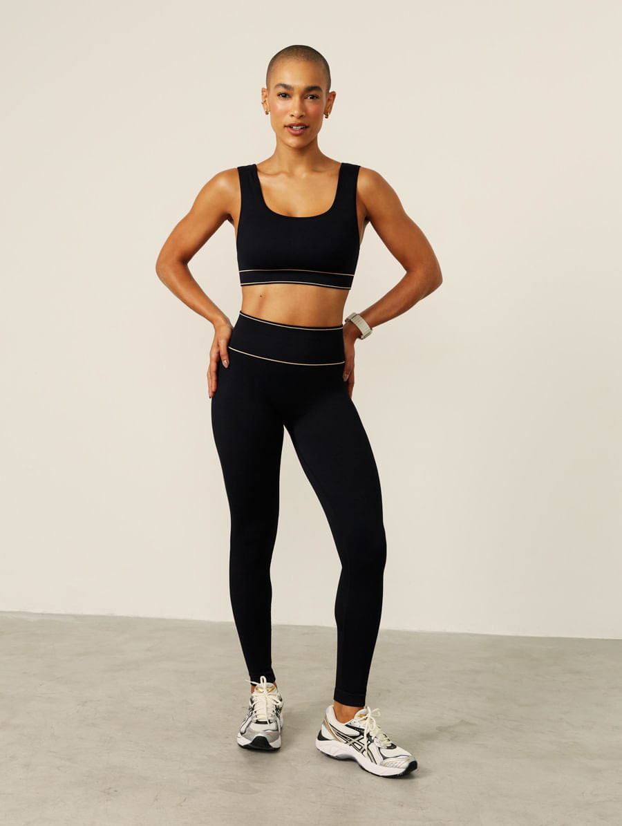 Calça Legging Cós Alto Sem Costura Preto