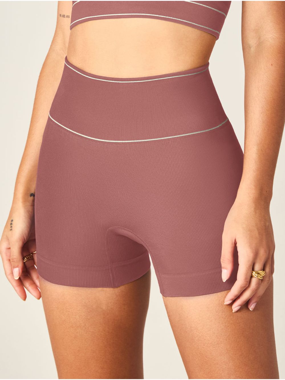 Hope — Shorts Fit Cós Alto Sem Costura Rosa Spa Fit