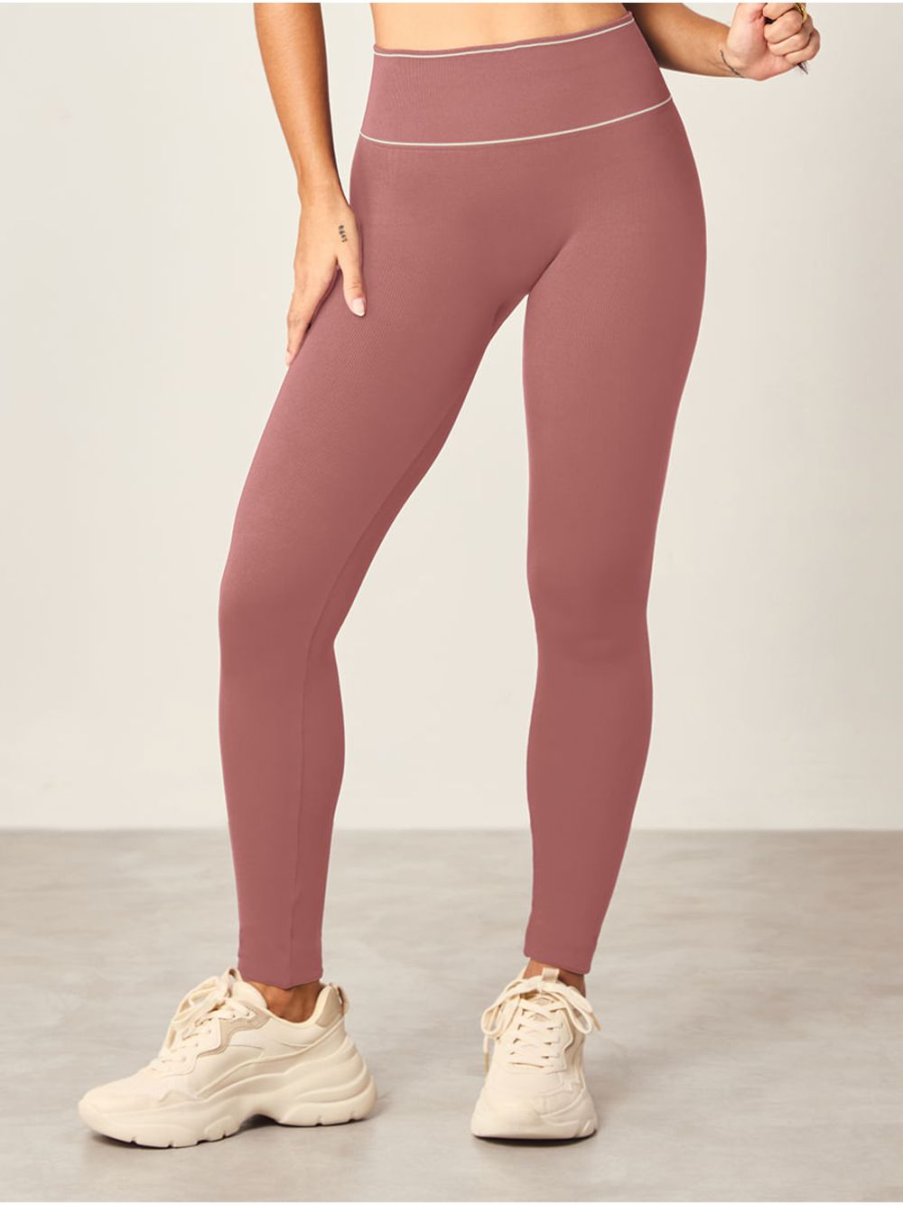 Hope — Calça Legging Cós Alto Sem Costura Rosa Spa Fit