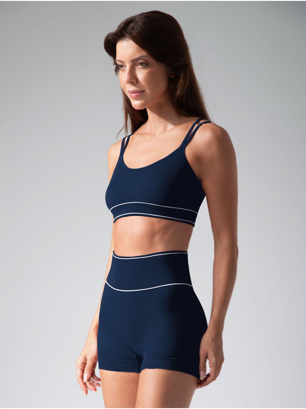 Hope — Shorts Fit Cós Alto Sem Costura Azul Marinho Navy
