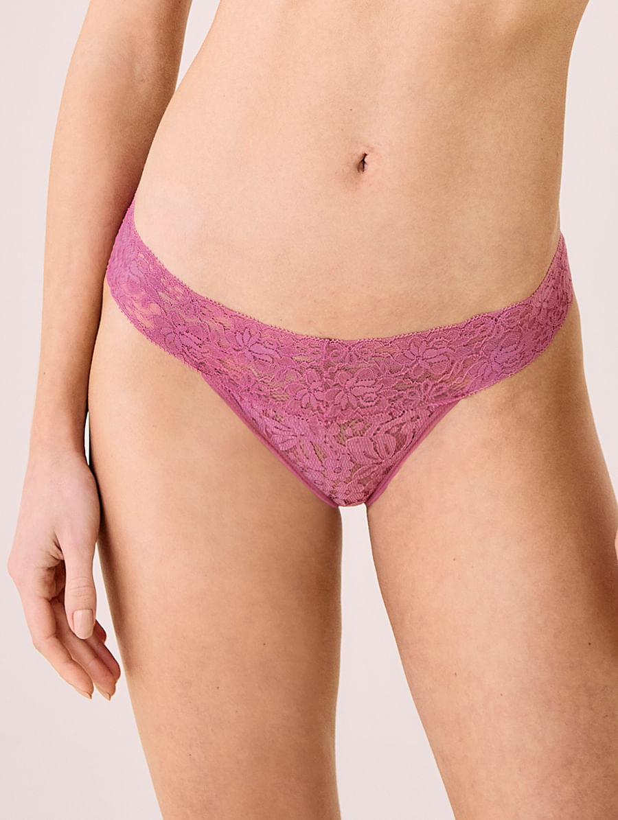 Calcinha Biquíni Em Renda Rosa Zimbro