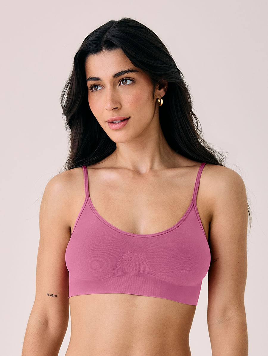 Sutiã Top Sem Bojo E Sem Aro Em Microfibra Light Rosa Zimbro