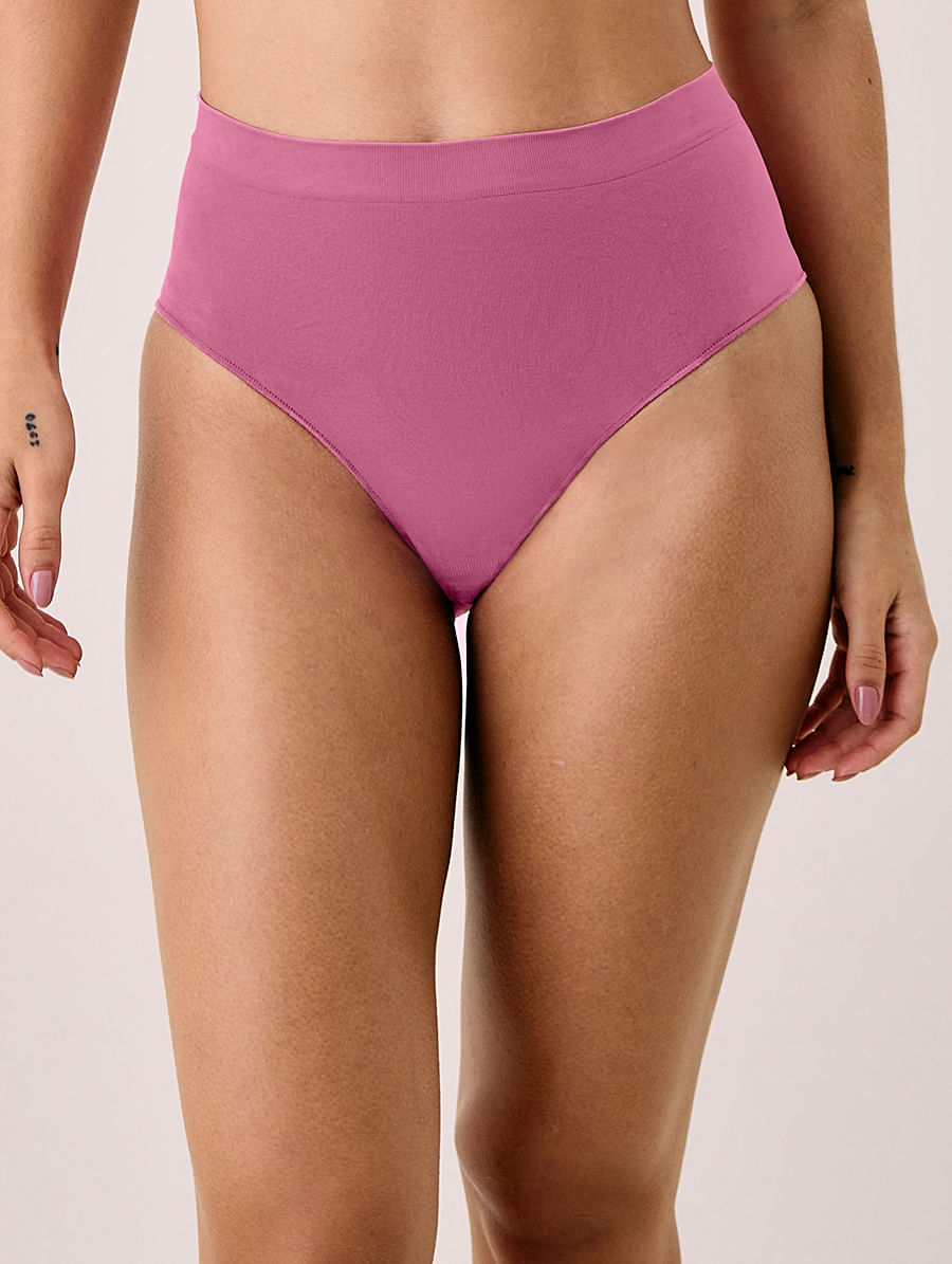Calcinha Cintura Alta Em Microfibra Light Rosa Zimbro