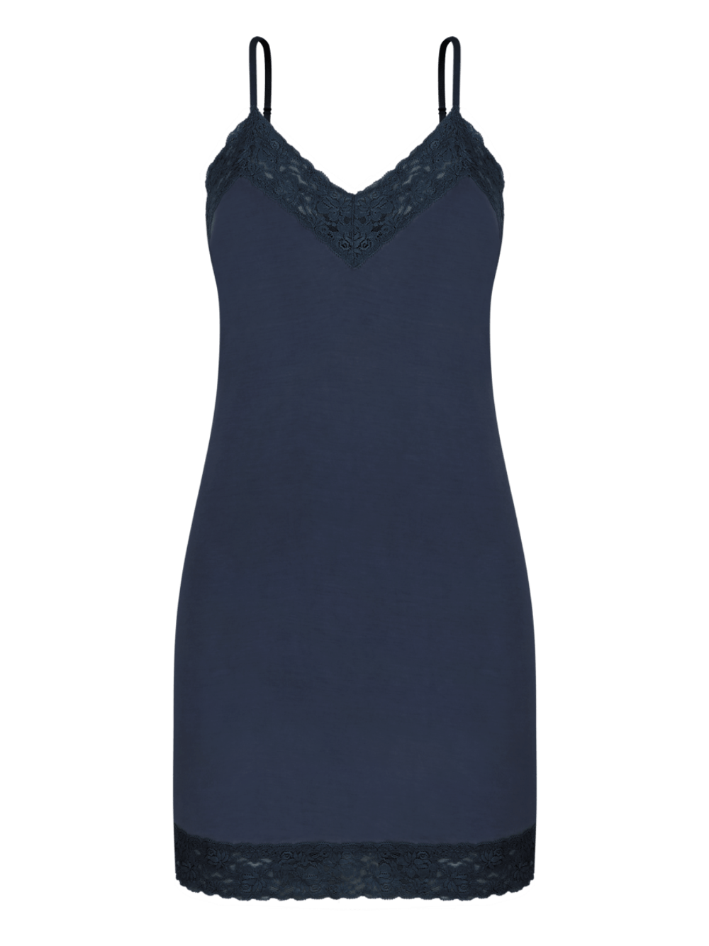Hope — Camisola Alças Finas Em Viscose E Renda Happy Azul Cedro