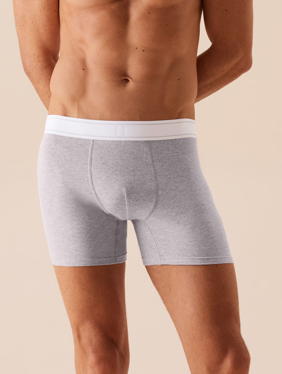 Cueca Boxer Em Algodão Cinza Mescla
