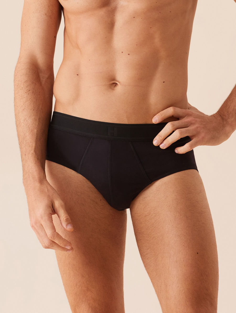 Cueca Slip Em Algodão Preto