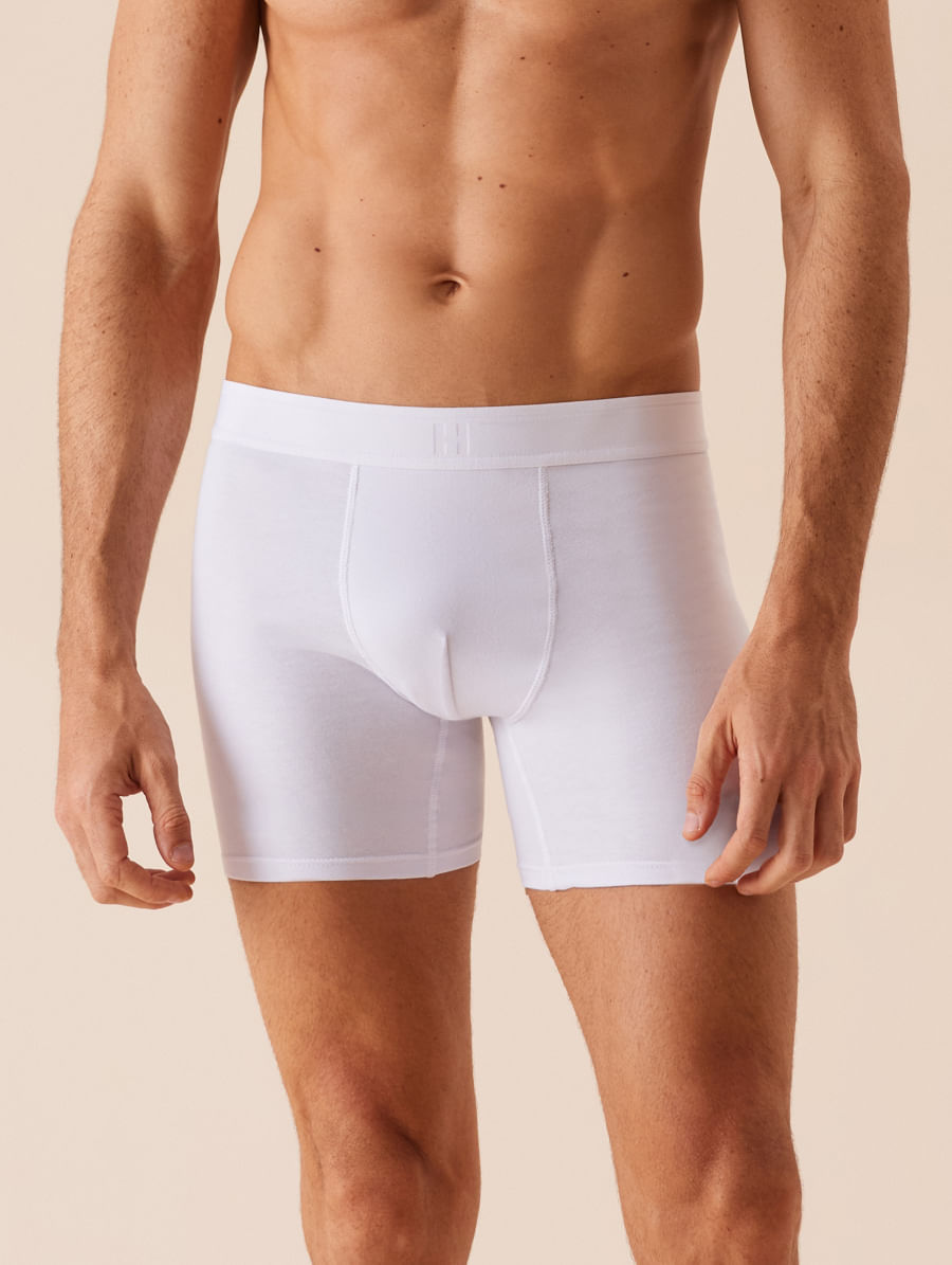 Cueca Boxer Em Algodão Branco