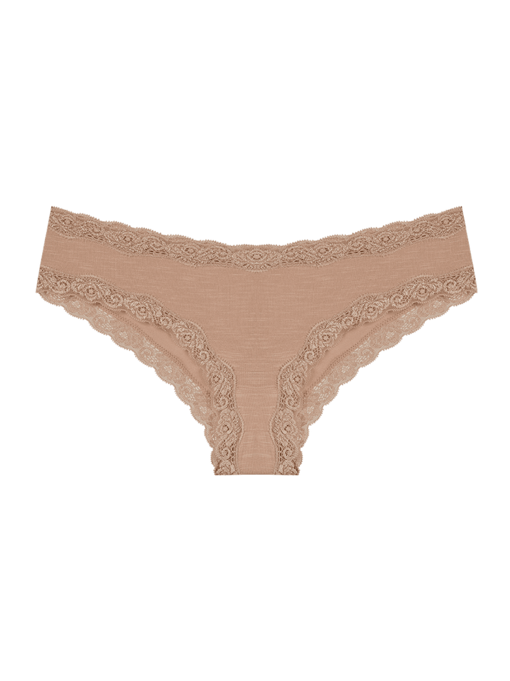 Hope — Calcinha Tanga Brasileira Em Modal E Detalhe Em Renda Bege Ballet