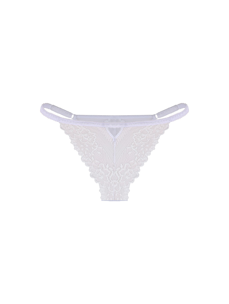 Calcinha String Biquíni Em Renda Off White