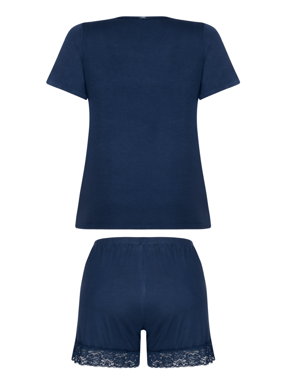 Hope — Short Doll Manga Curta Em Viscose Com Renda Azul Cedro