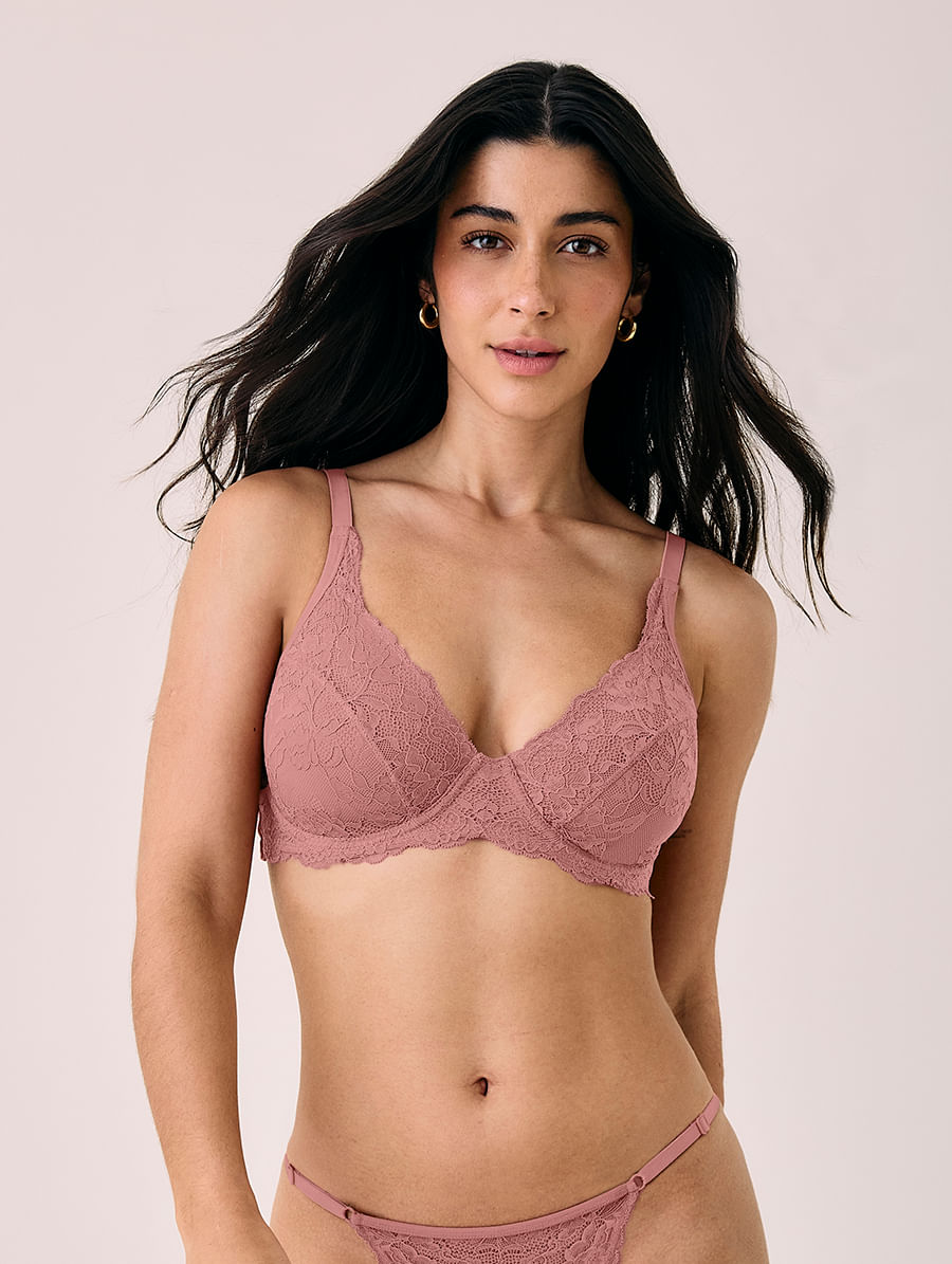Sutiã Meia-taça Sustentação Em Renda E Microfibra Na Sua Medida - Taça Rosa Collant
