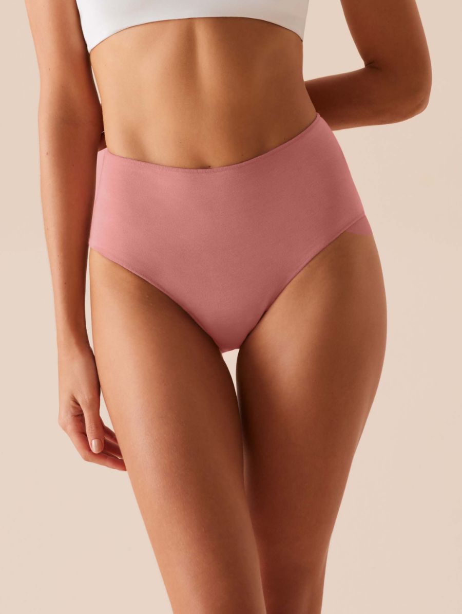 Calcinha Cintura Alta Em Algodão Rosa Collant