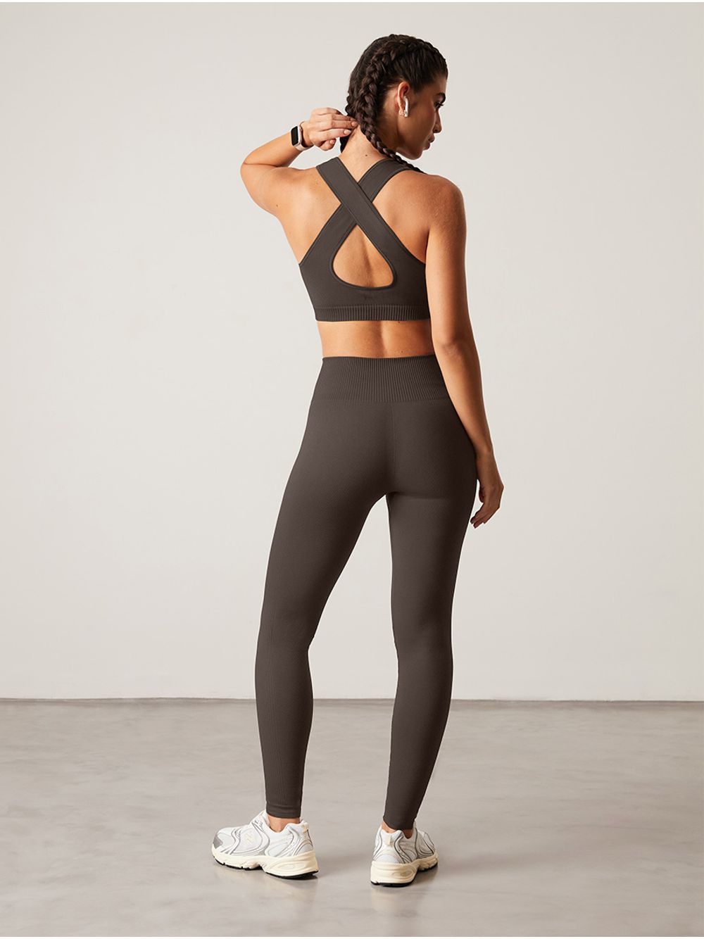 Hope — Calça Legging Sem Costura Texturizada Marrom Chilli