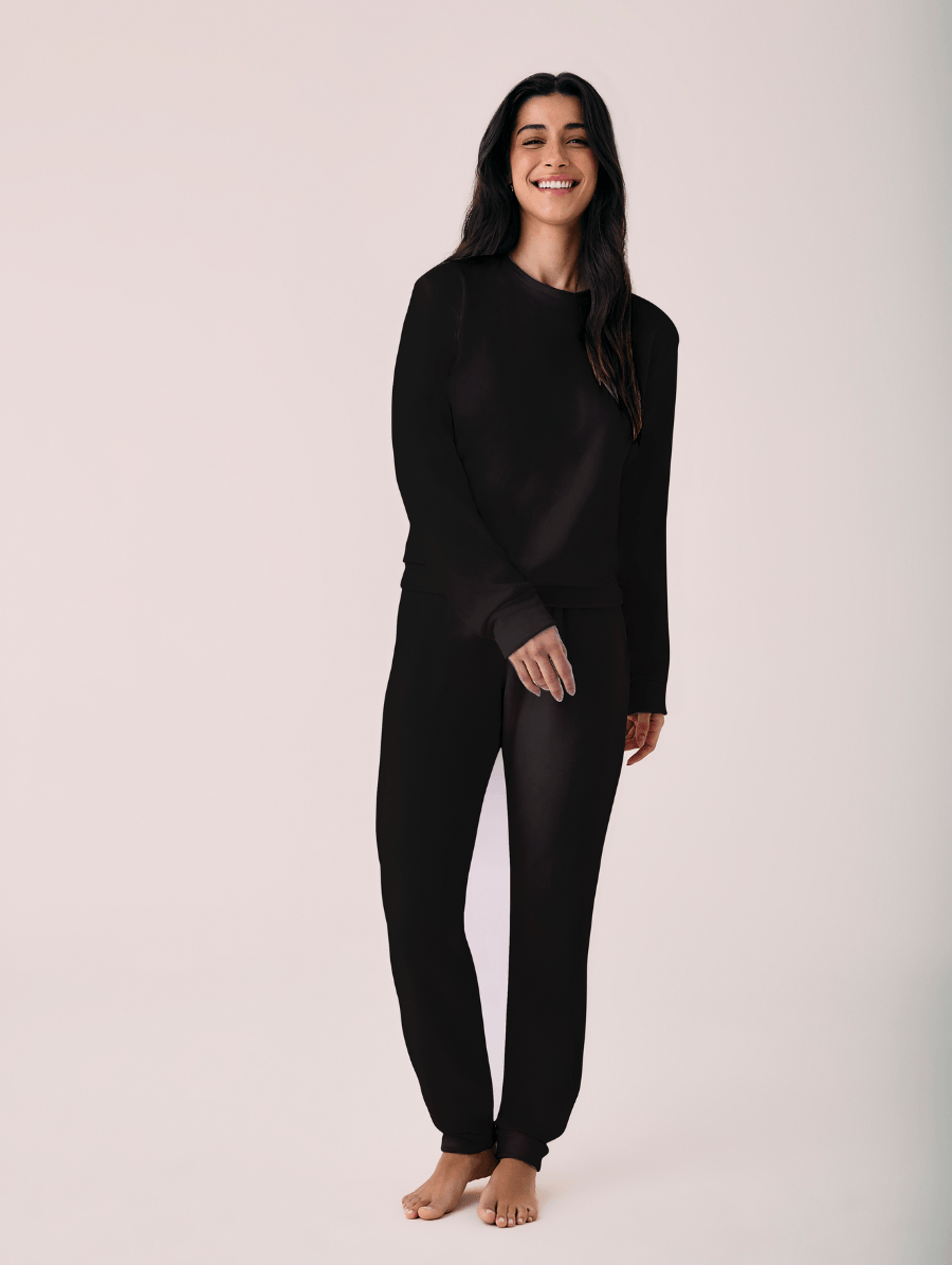Pijama Longo Em Plush Sincronia Preto