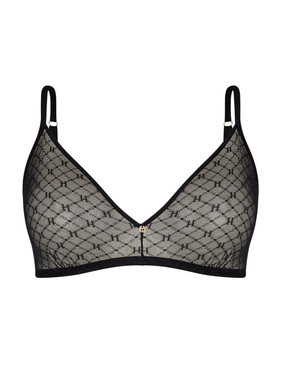 Sutiã Top Triângulo Em Tule Personalizado Preto