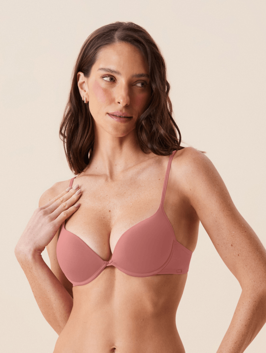 Sutiã Push Up Em Microfibra Rosa Collant