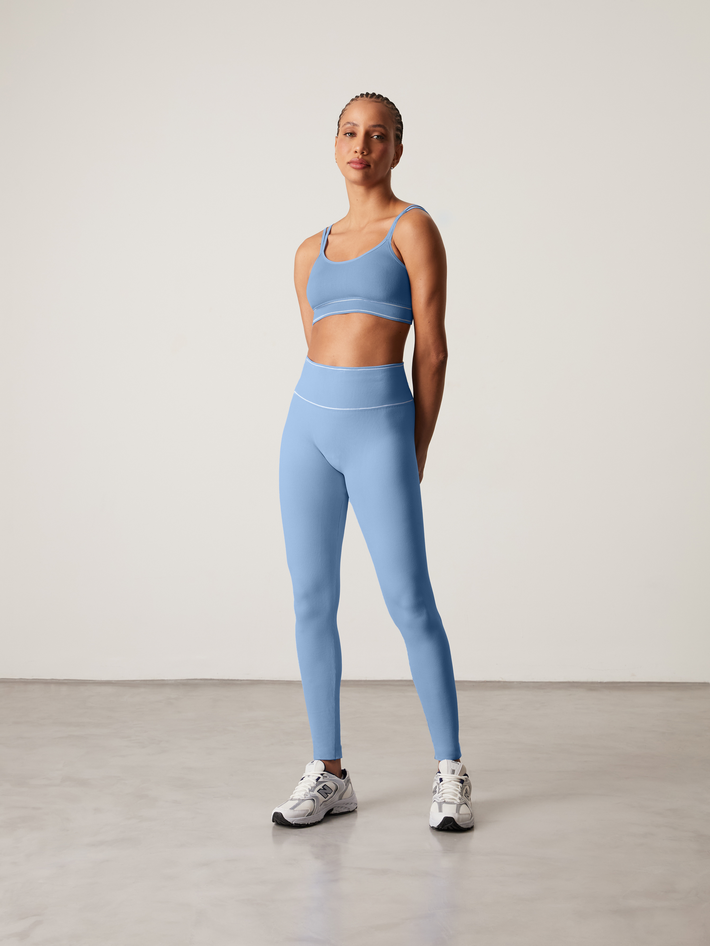 Calça Legging Cós Alto Sem Costura Azul Ginga - G